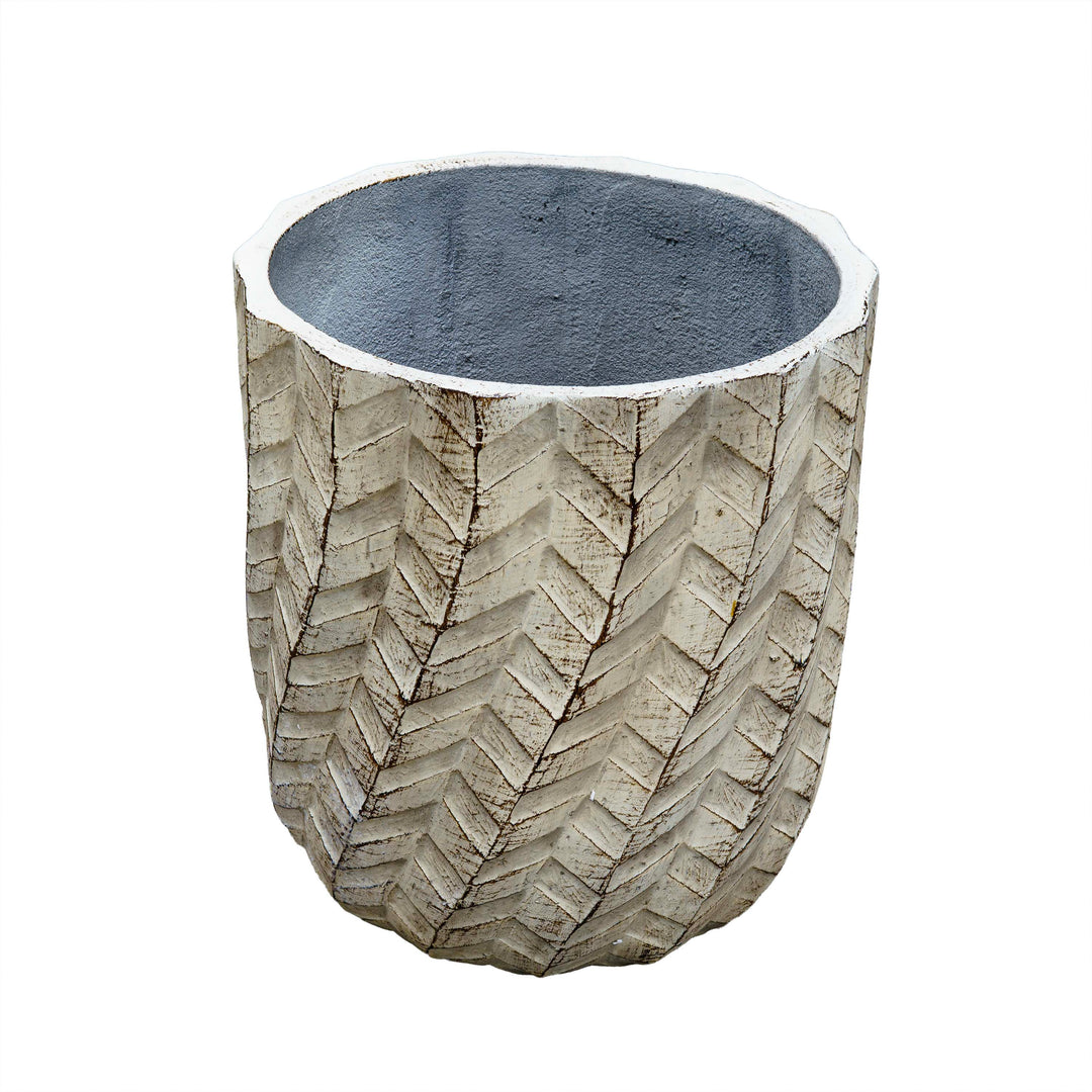 Textured Ivory Cement Pot