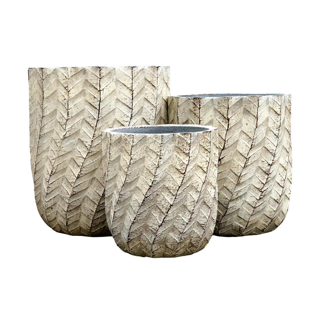 Textured Ivory Cement Pot