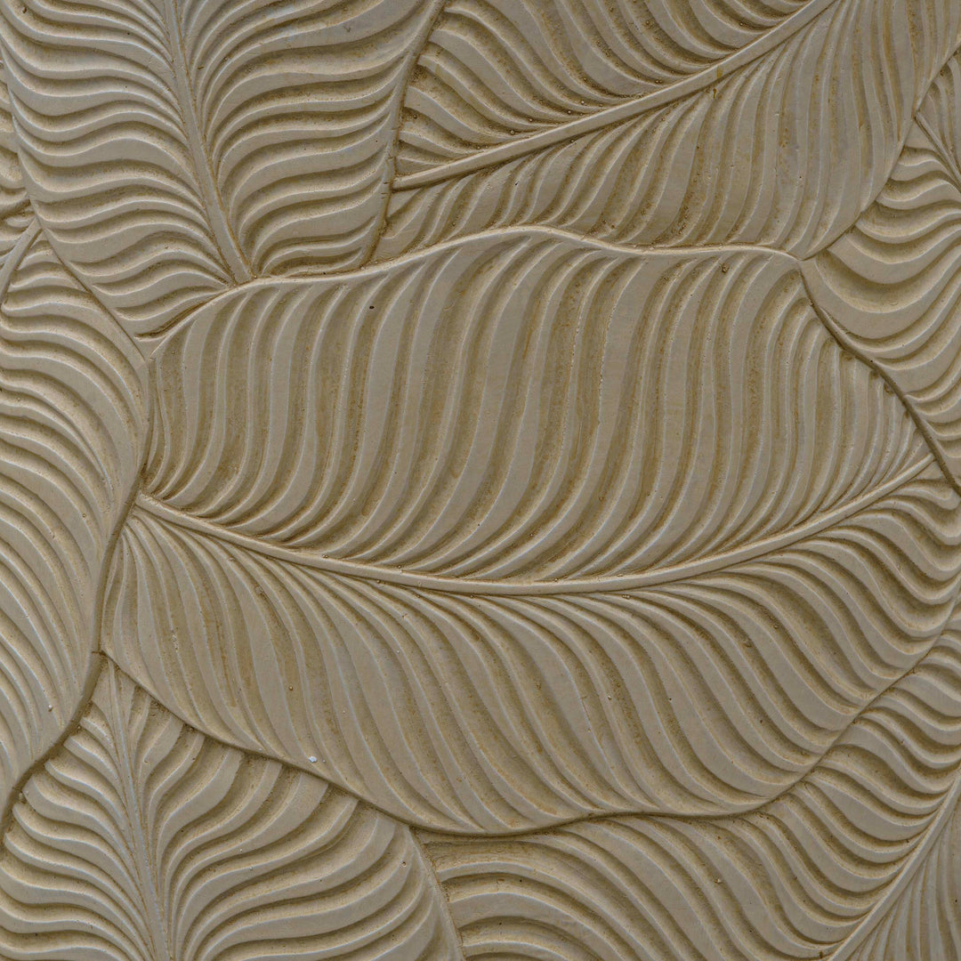 Leaf Imprint Beige Cement Planter