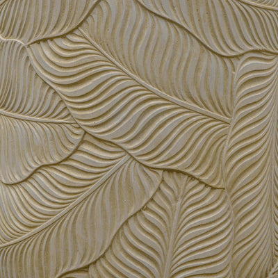Leaf Imprint Beige Cement Planter
