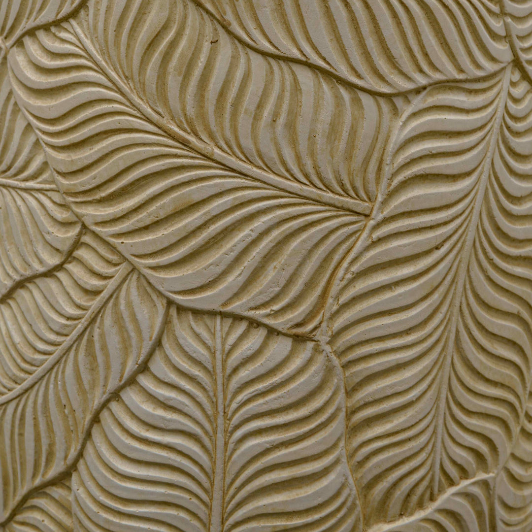 Leaf Imprint Beige Cement Planter