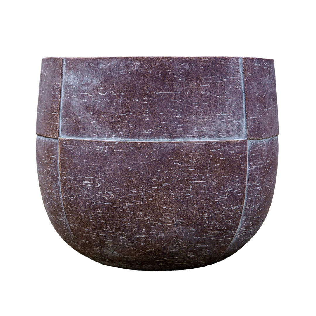 Rust Brown Grid Texture Cement Pot