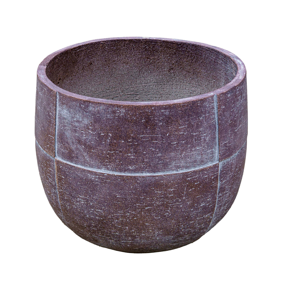 Rust Brown Grid Texture Cement Pot