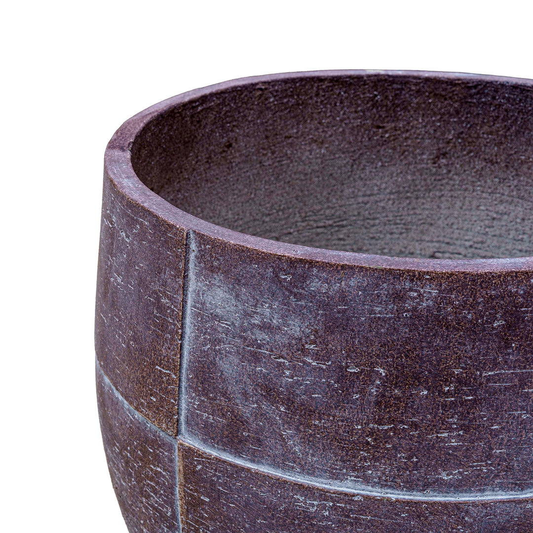 Rust Brown Grid Texture Cement Pot