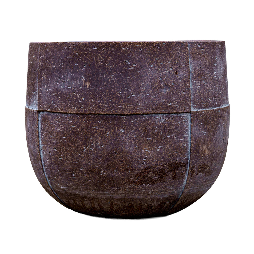 Rust Brown Grid Texture Cement Pot