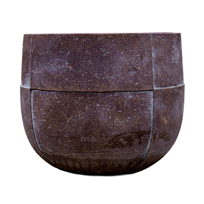 Rust Brown Grid Texture Cement Pot