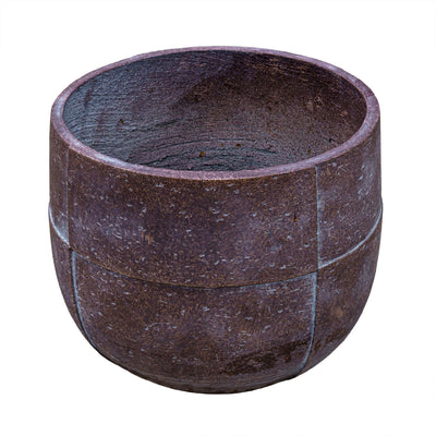 Rust Brown Grid Texture Cement Pot