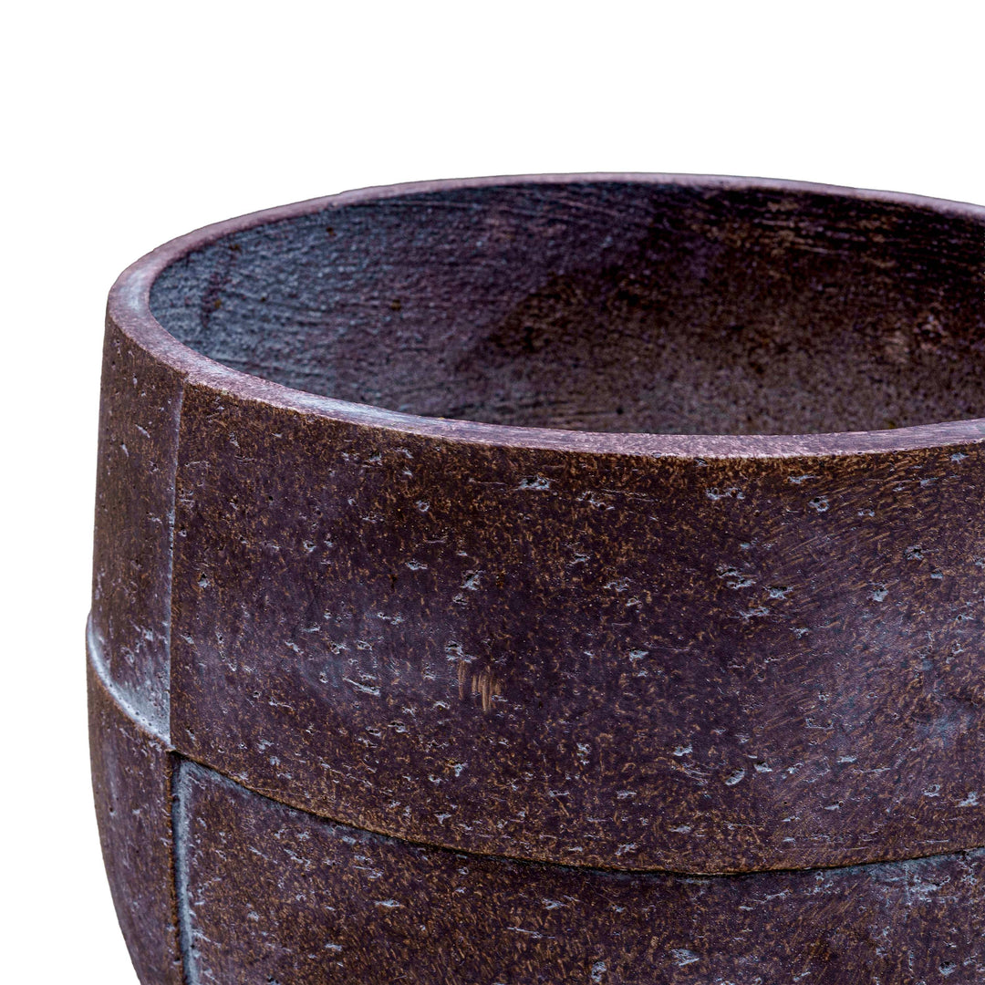 Rust Brown Grid Texture Cement Pot