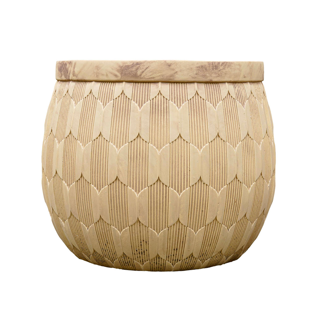 Beige Carved Cement Planter