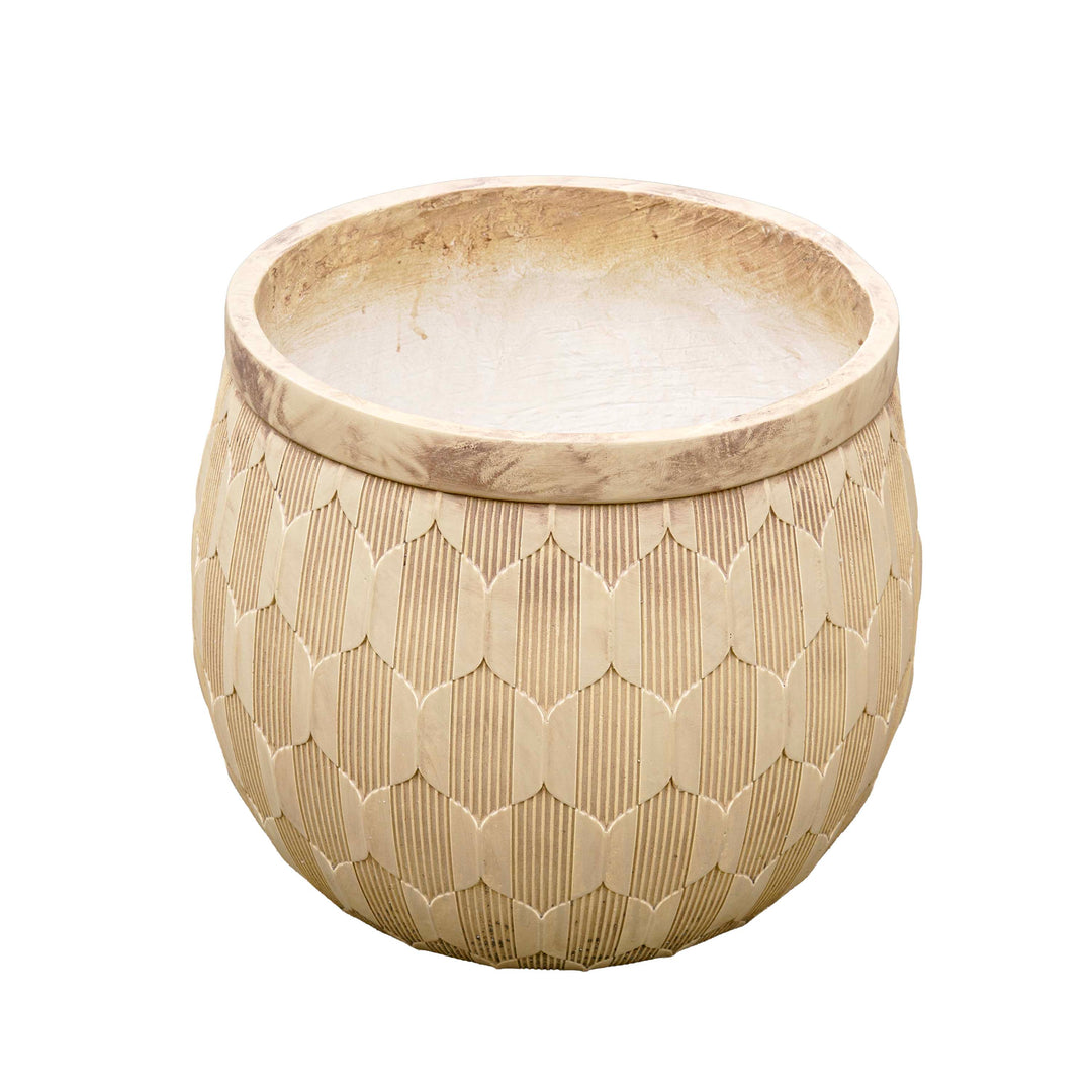 Beige Carved Cement Planter