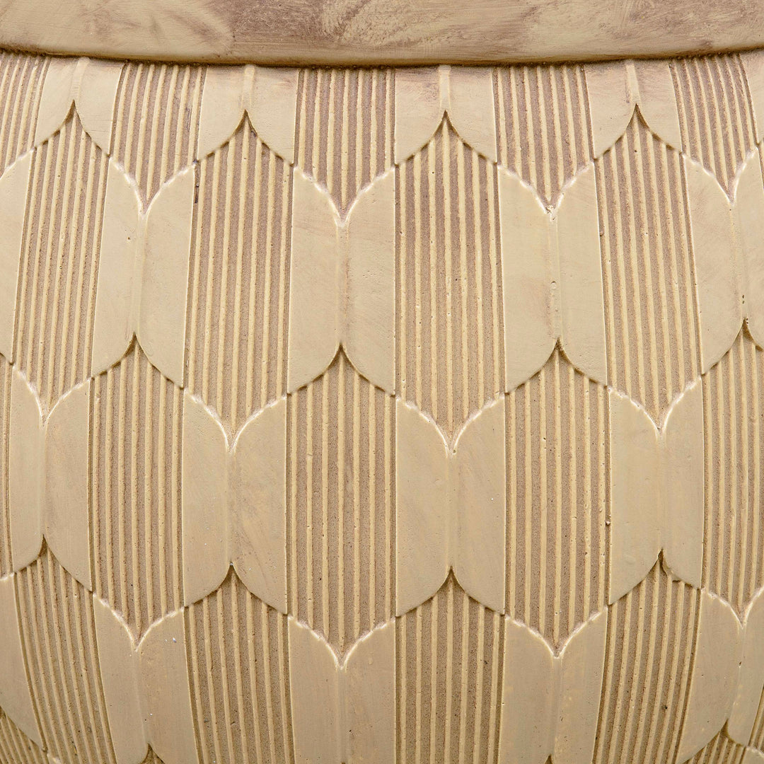 Beige Carved Cement Planter