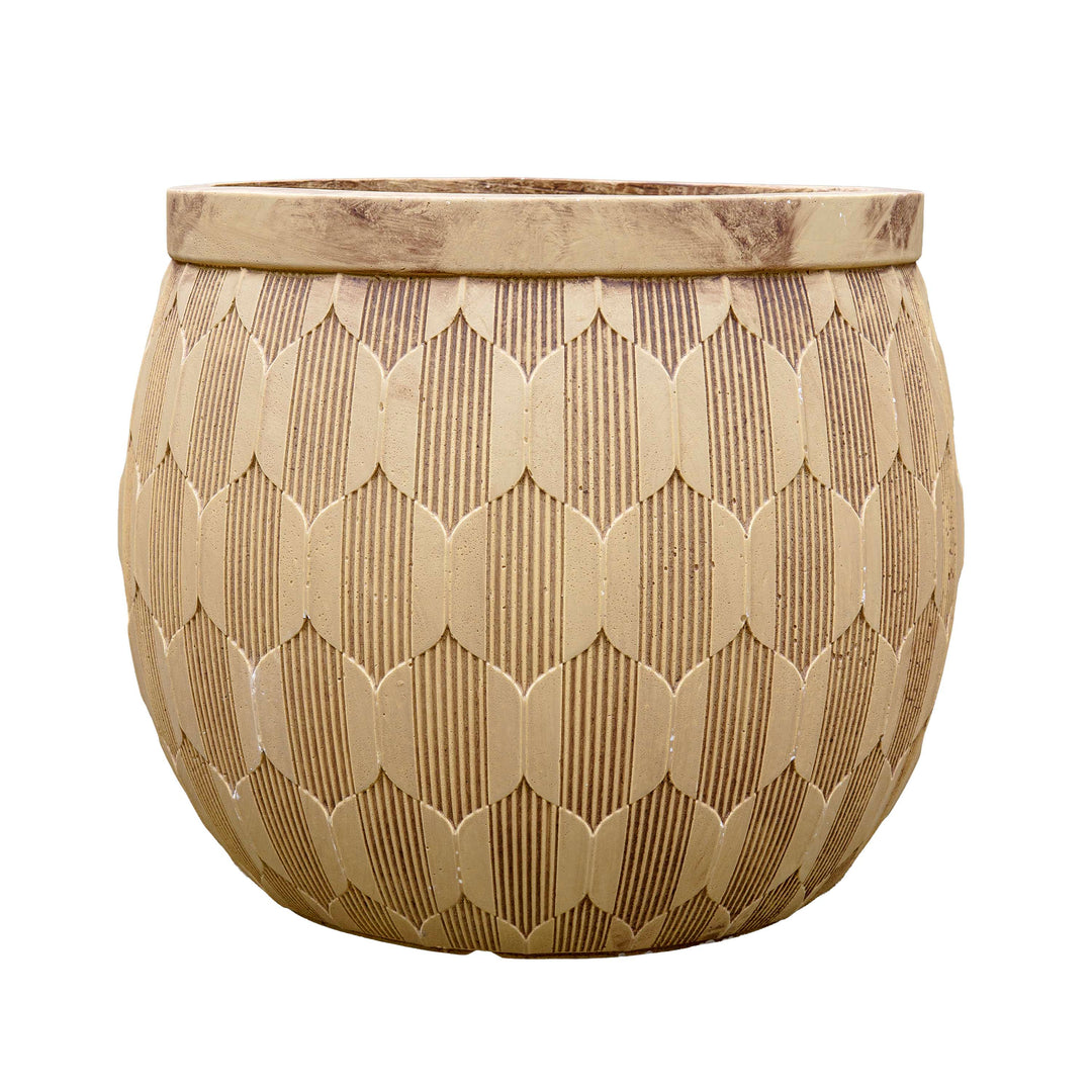 Beige Carved Cement Planter