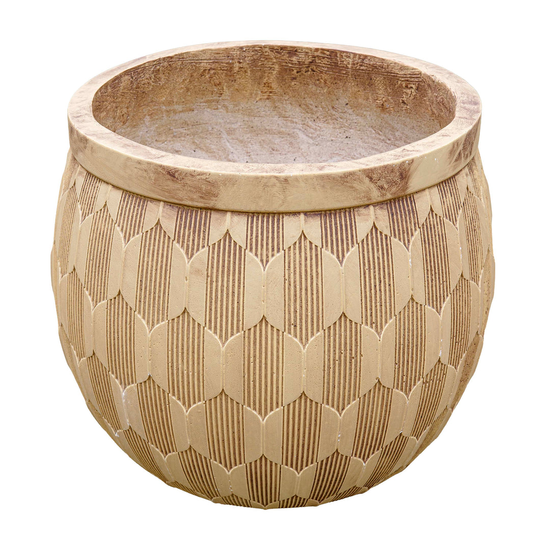 Beige Carved Cement Planter