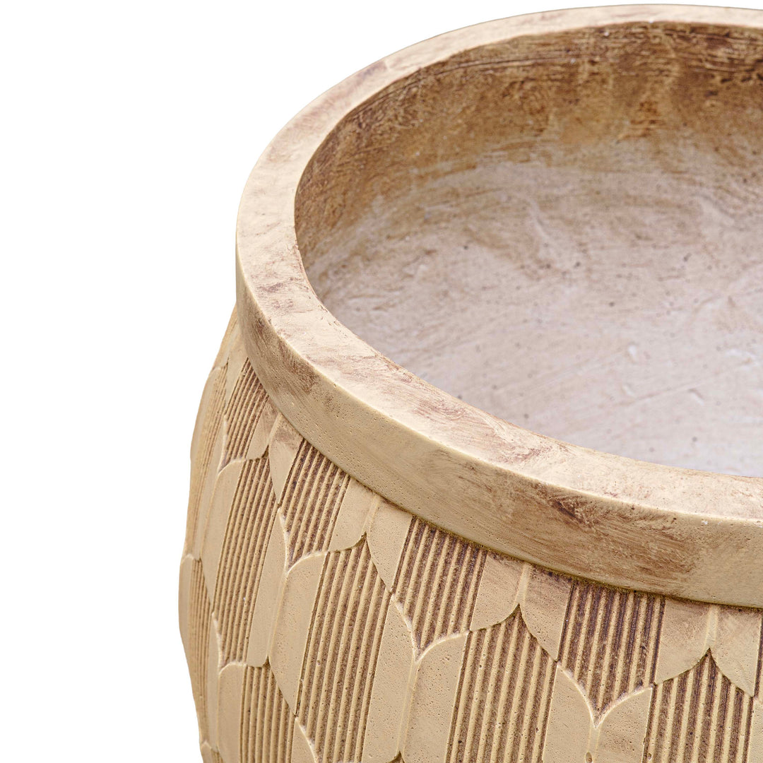 Beige Carved Cement Planter