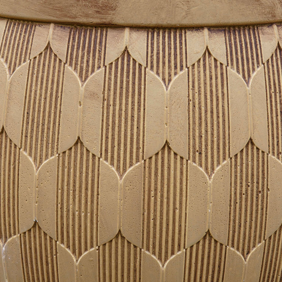 Beige Carved Cement Planter