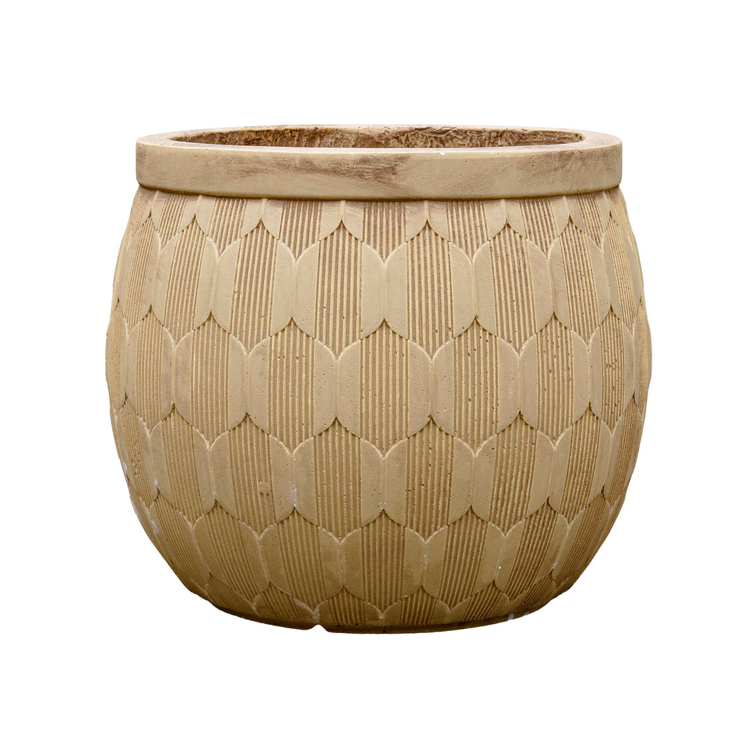 Beige Carved Cement Planter