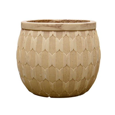 Beige Carved Cement Planter