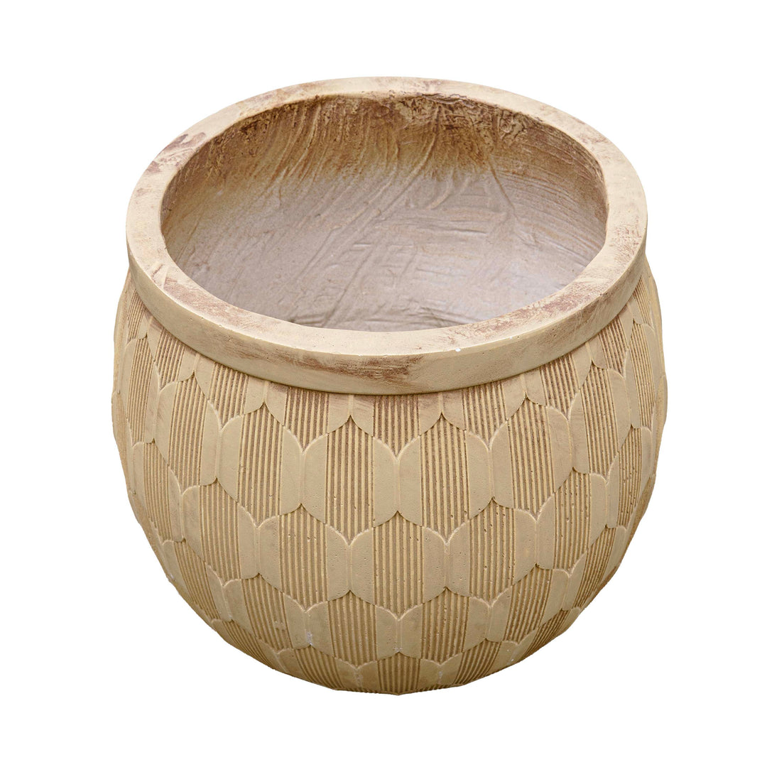 Beige Carved Cement Planter