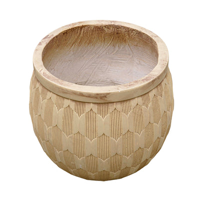 Beige Carved Cement Planter