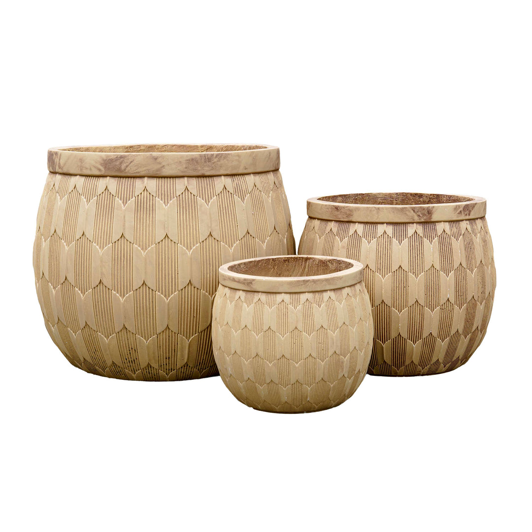 Beige Carved Cement Planter