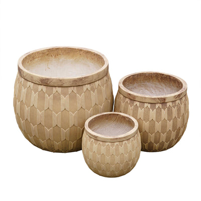 Beige Carved Cement Planter