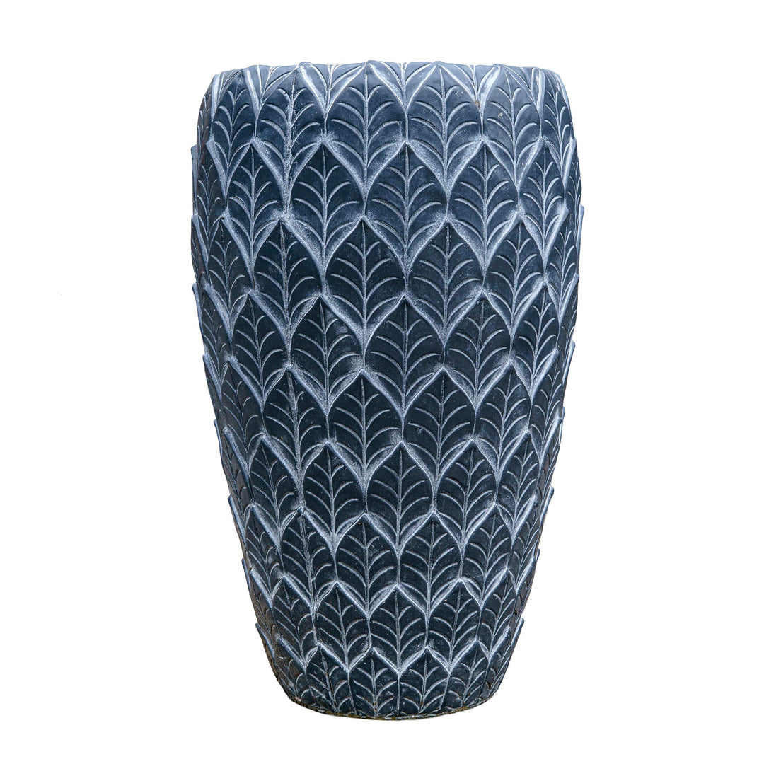 Etched Cement Planter Black