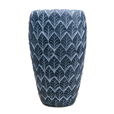 Etched Cement Planter Black