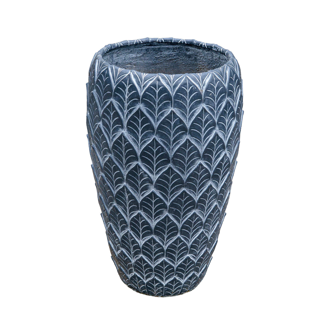Etched Cement Planter Black