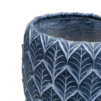 Etched Cement Planter Black