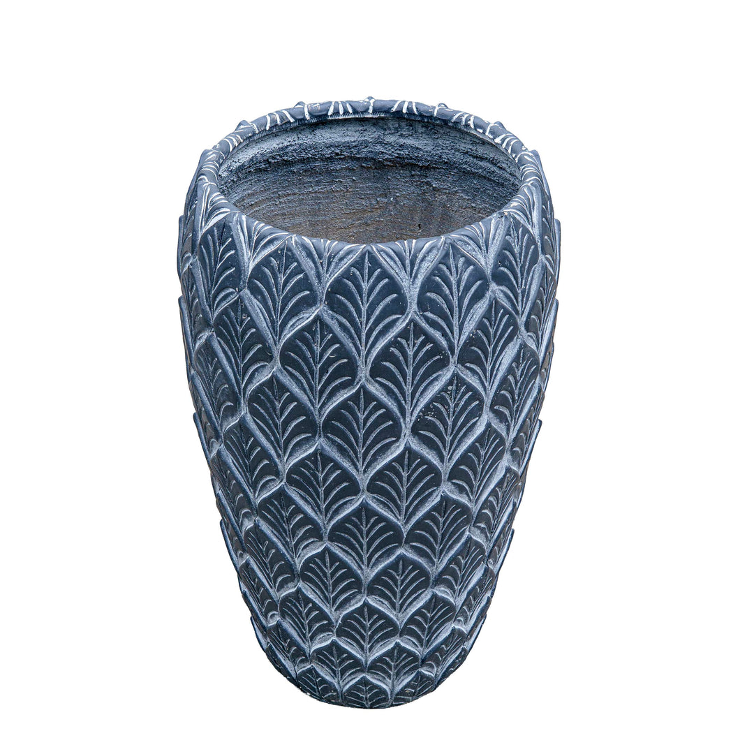 Etched Cement Planter Black