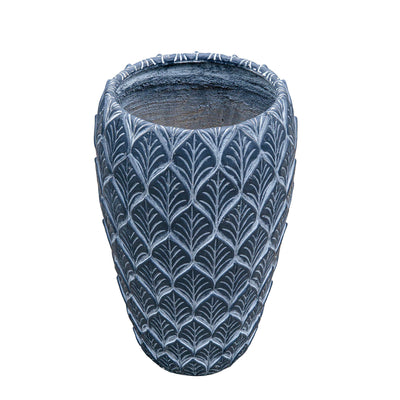 Etched Cement Planter Black