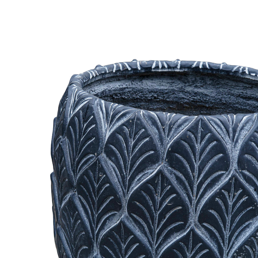 Etched Cement Planter Black