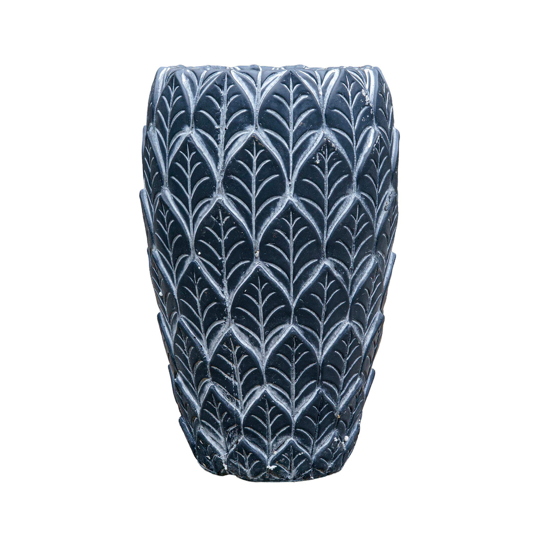 Etched Cement Planter Black