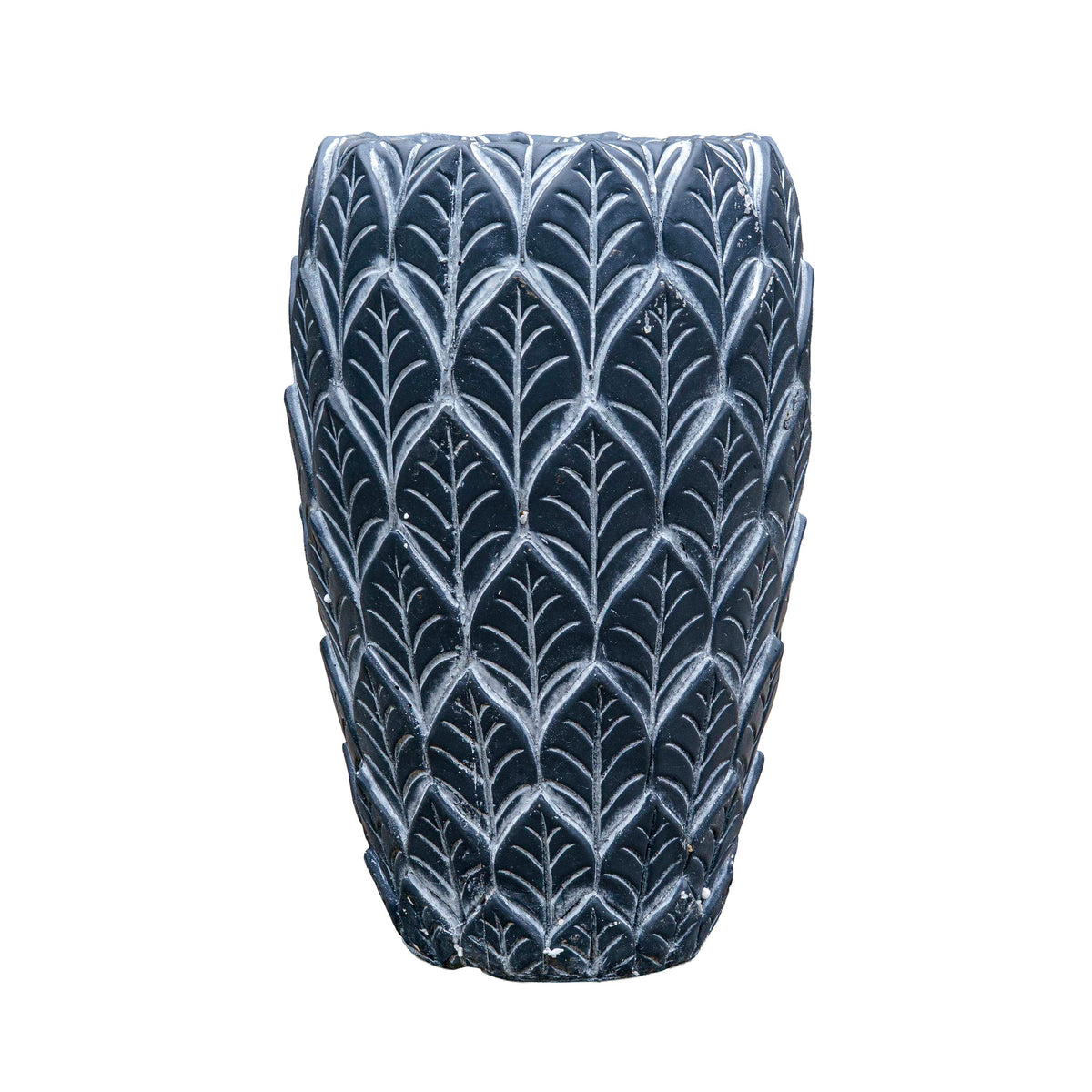 Etched Cement Planter Black