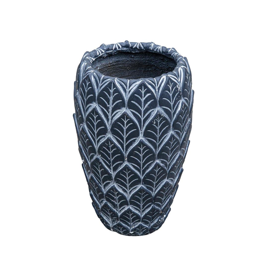 Etched Cement Planter Black