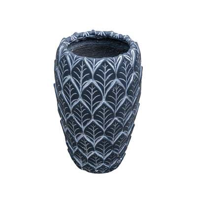 Etched Cement Planter Black
