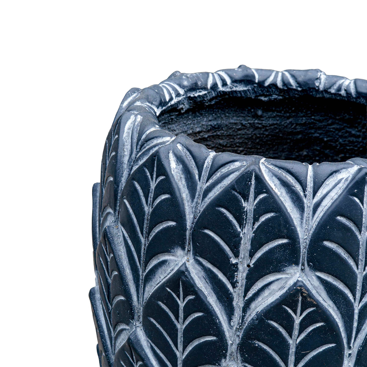Etched Cement Planter Black