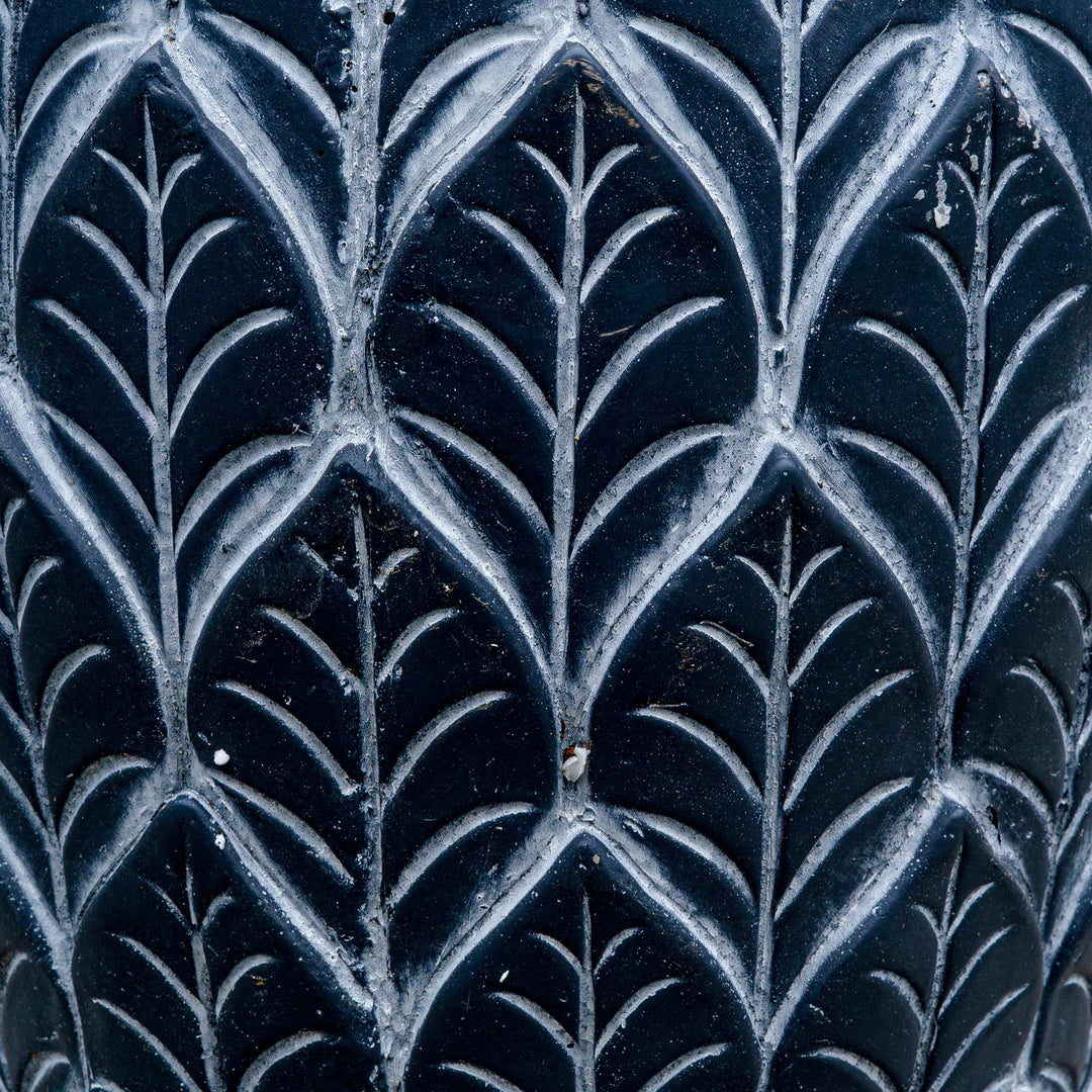 Etched Cement Planter Black