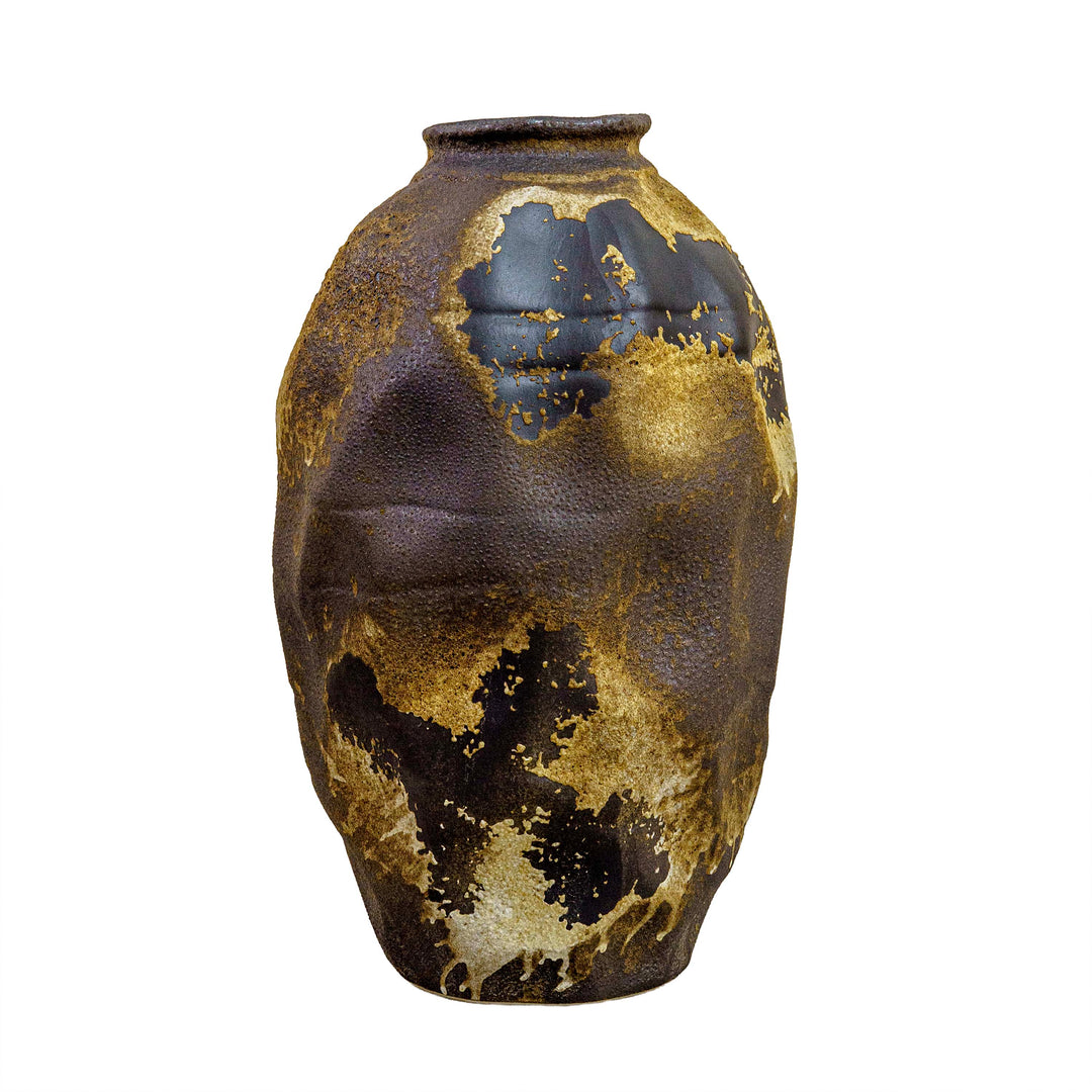 Antique Brown Metal Floor Vase