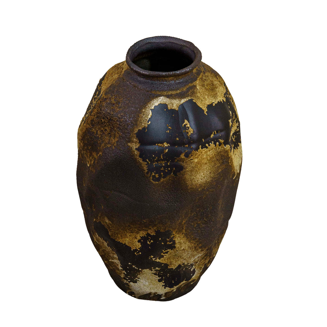 Antique Brown Metal Floor Vase