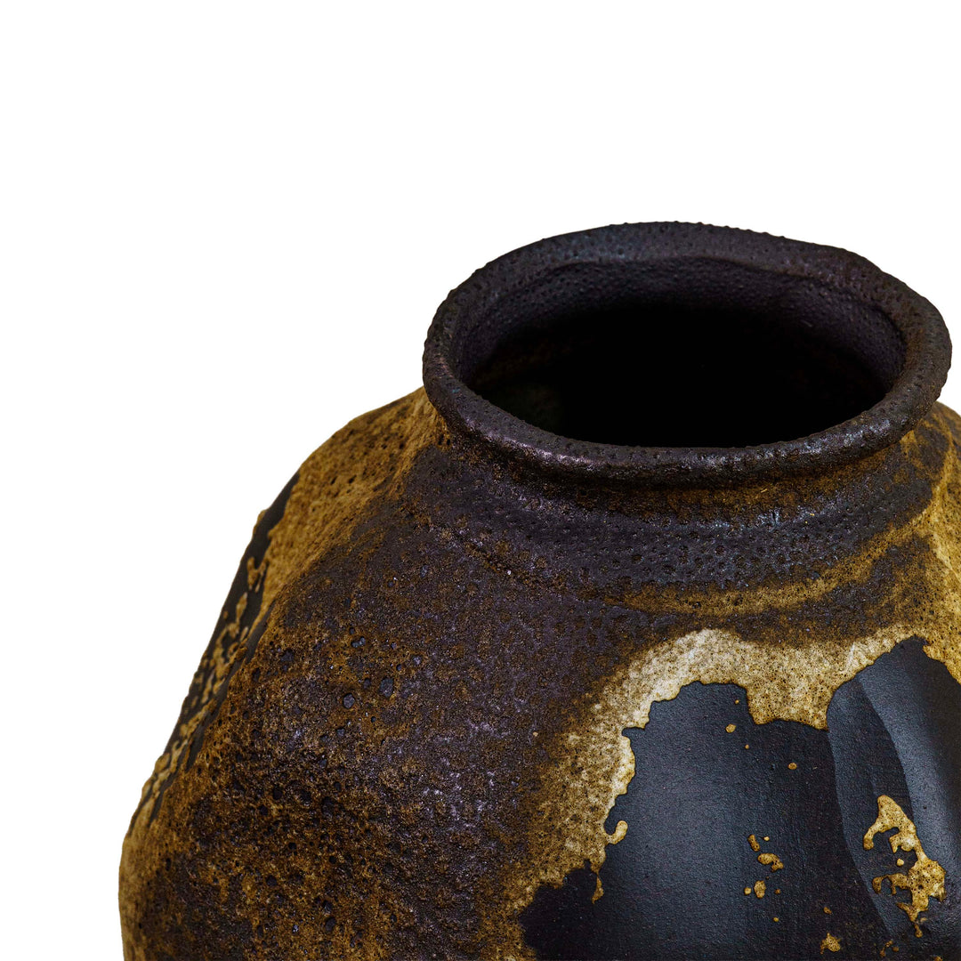 Antique Brown Metal Floor Vase