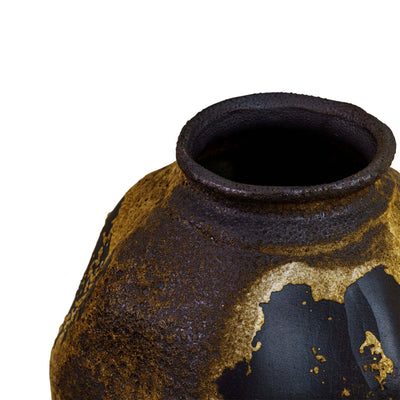 Antique Brown Metal Floor Vase