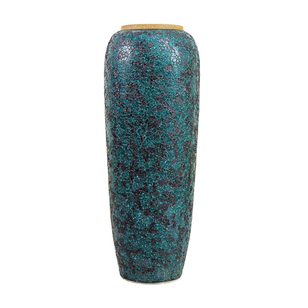 Teal Green Rustic Metal Vase