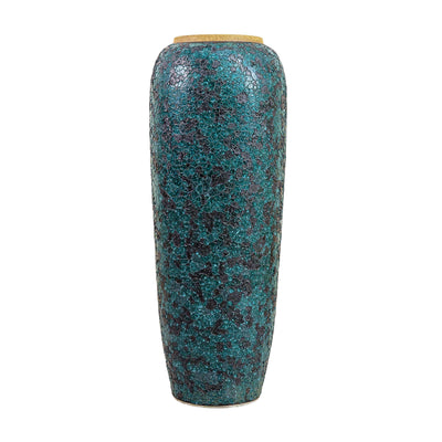 Teal Green Rustic Metal Vase