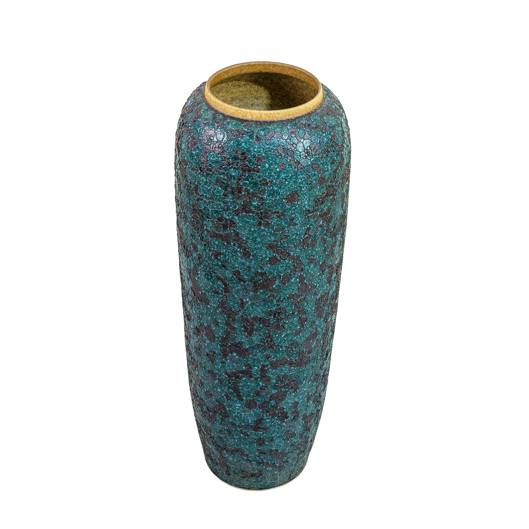 Teal Green Rustic Metal Vase
