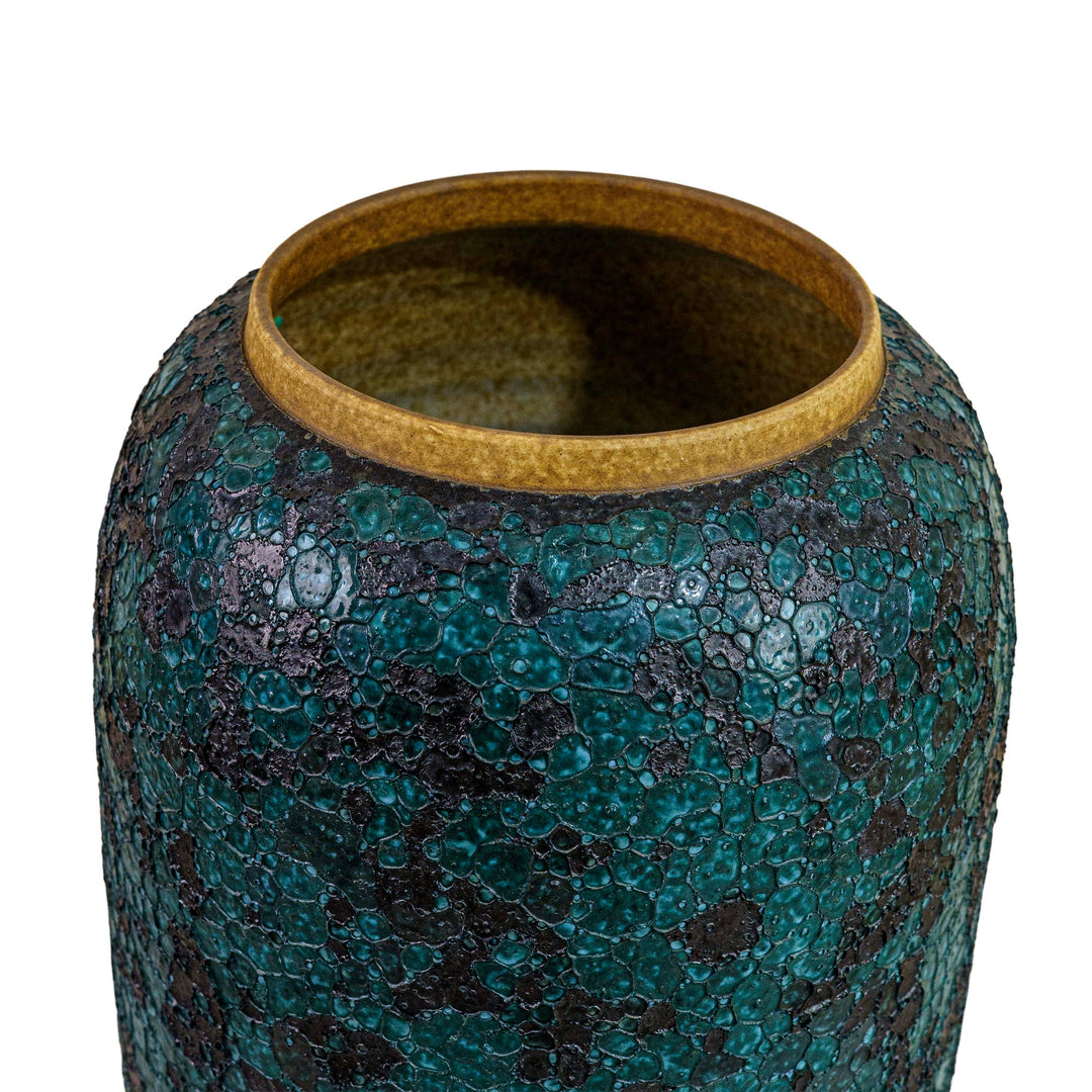 Teal Green Rustic Metal Vase