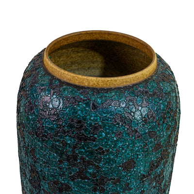 Teal Green Rustic Metal Vase