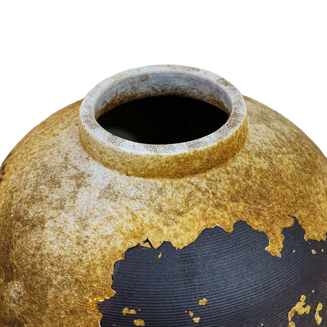 Ochre Patina Metal Vase
