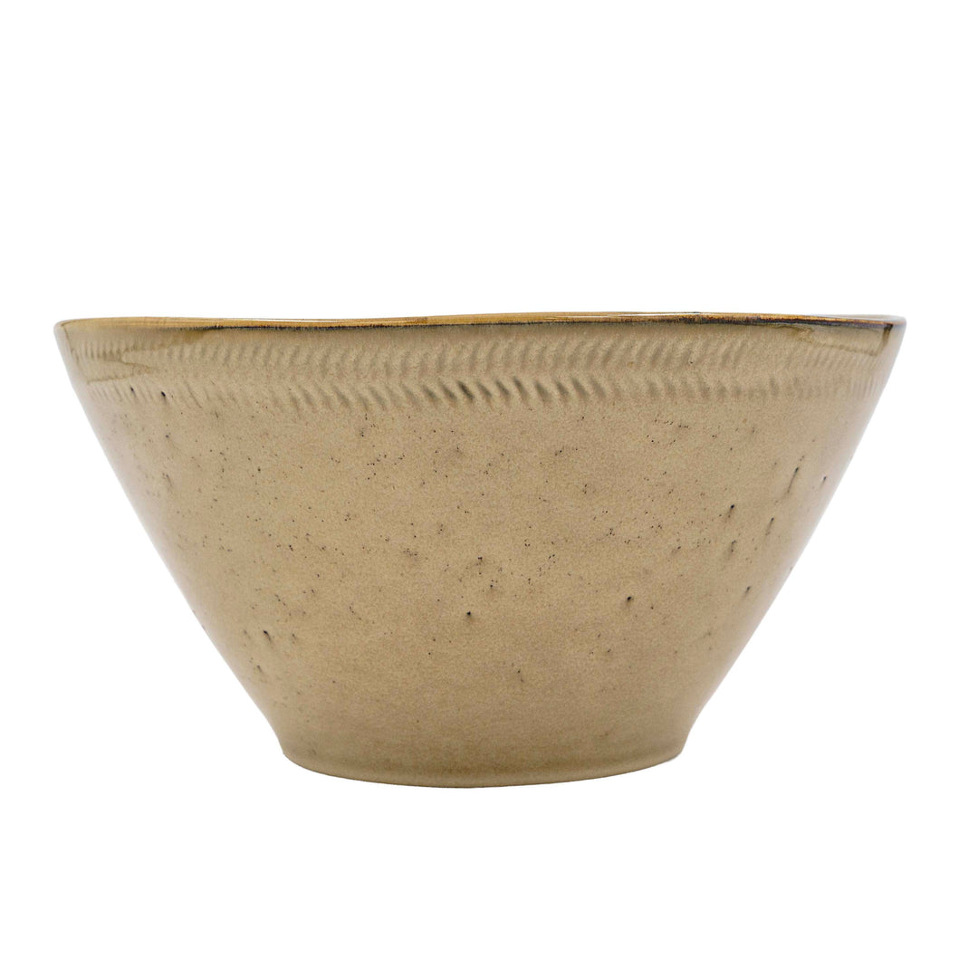 Ivory Gold Ceramic Serving Bowl