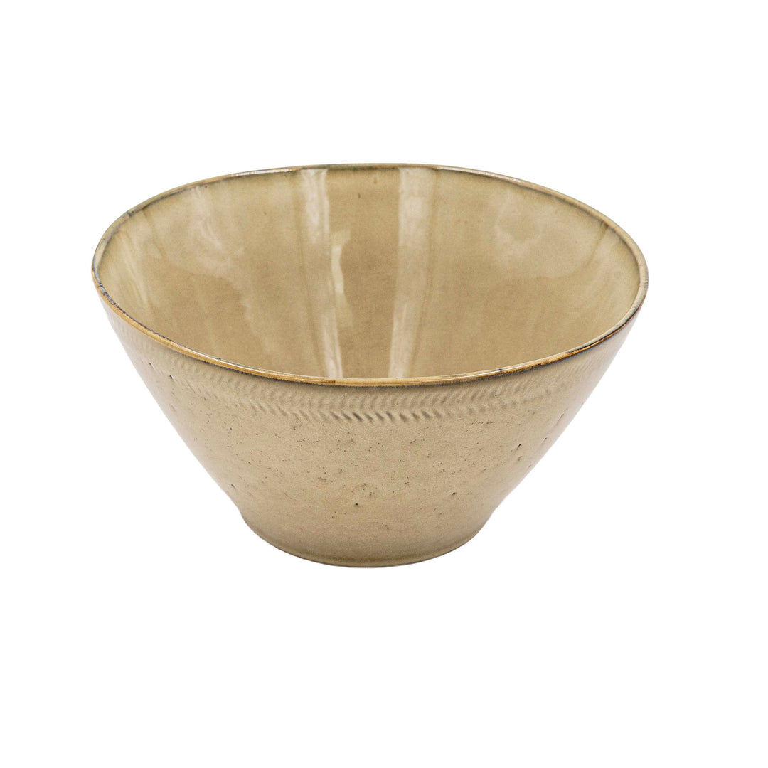Ivory Gold Ceramic Serving Bowl